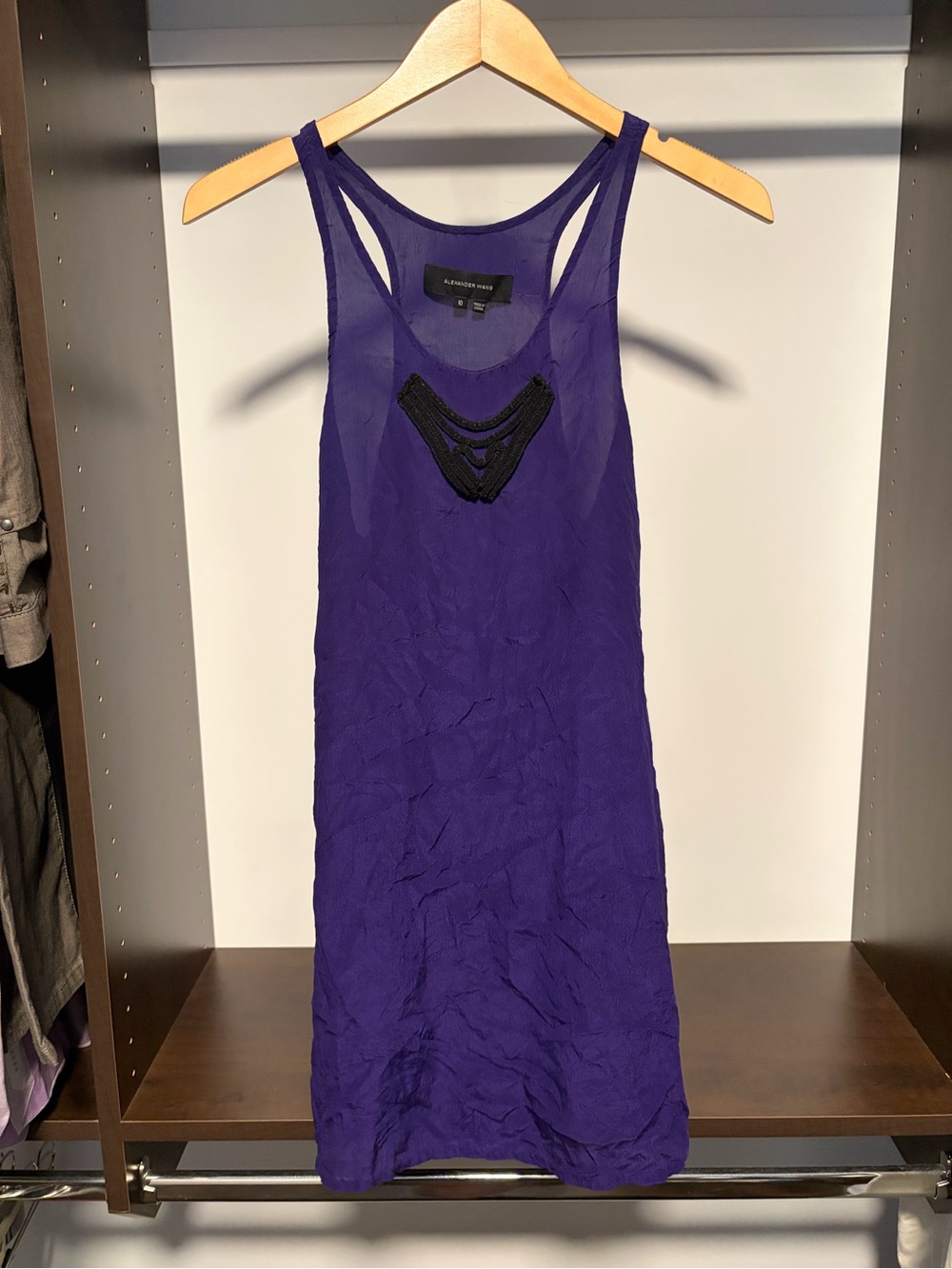 Alexander Wang Purple Racerback Tank with Black Beaded Accent